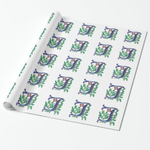 Papier Cadeau Lettre J Monogram Fleur de lis