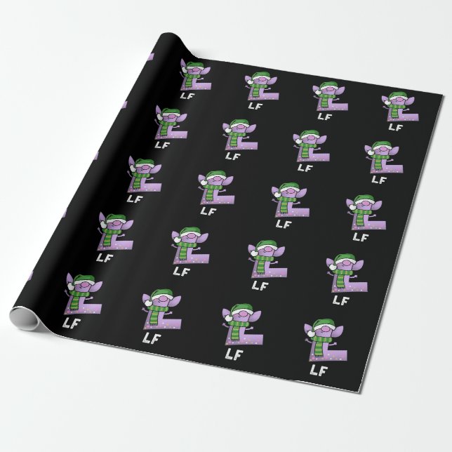 Papier Cadeau Lettre Lf Funny L Pun Dark BG (Déroulé)