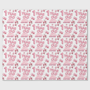 Papier Cadeau Lettre rose mignonne Balloon 1er Anniversaire Enve