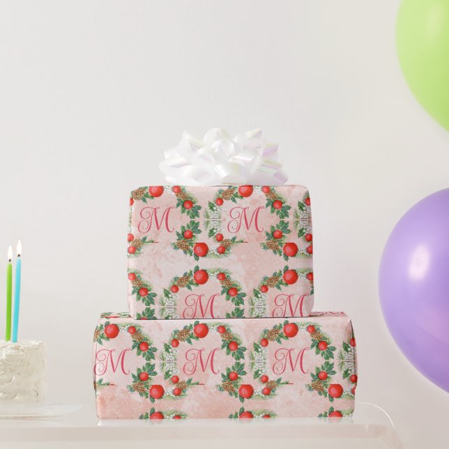 Papier Cadeau Lettre rouge verte moderne Joyeux Noël (Cadeaux de fête)