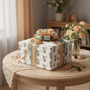 Papier Cadeau Lettre V florale bohémienne élégante