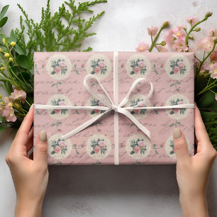 Papier Cadeau Lettres Antiques Roses Vintage Dentelle Doilies