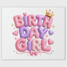 Lettres de ballon de fille d'anniversaire PNG | Né