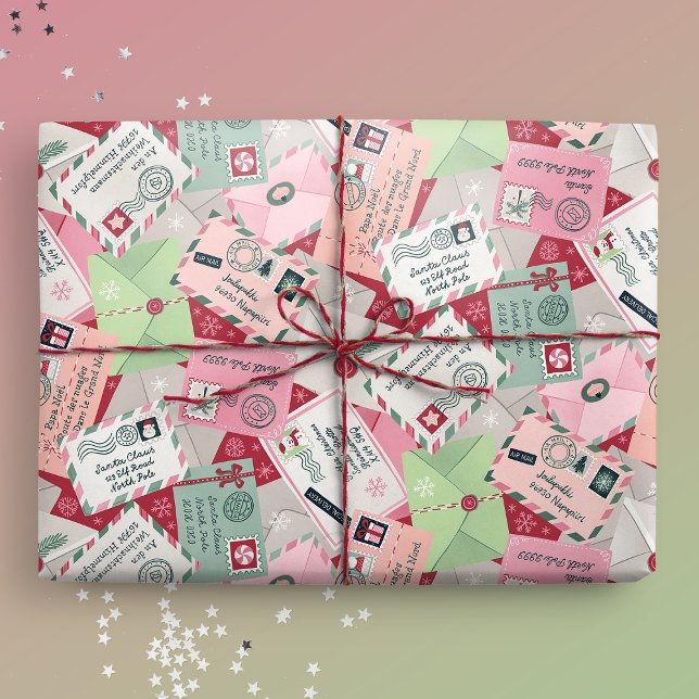 Papier Cadeau Lettres De Noël À Père Noël Du Monde Entier (Gift mockup)