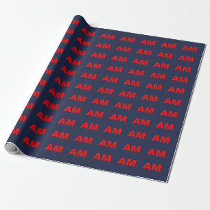 Papier Cadeau Lettres Initiales Monogramme Couleurs Bleu Rouge