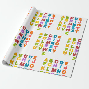Papier Cadeau Lettres Mignonnes Alphabet Amusant d'Apprentissage