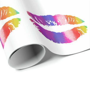 Papier Cadeau Lèvres arc-en-ciel