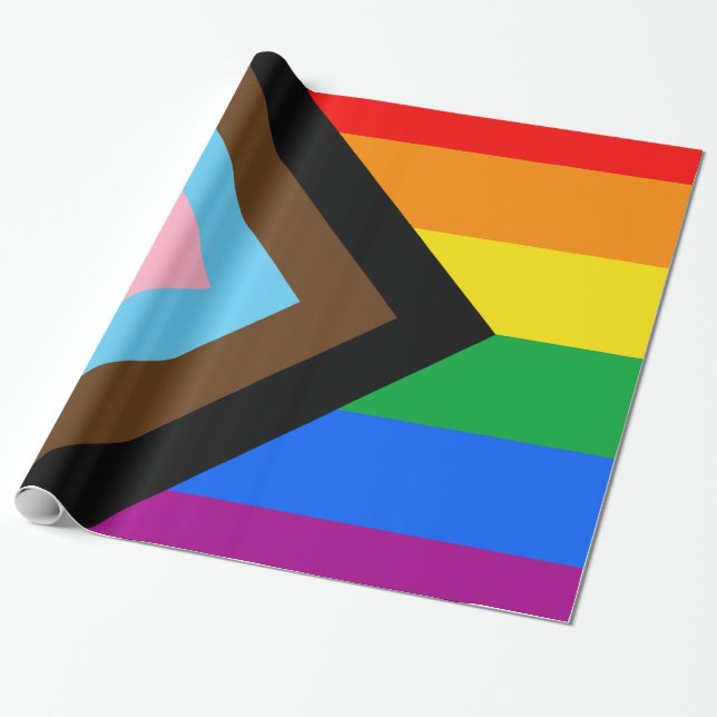 Papier Cadeau LGBTQ+ Papier d'enveloppement de fierté de progrès (Déroulé)