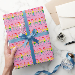 Papier Cadeau LGBTQ Pride Rainbow Cute Santa Claus Noël