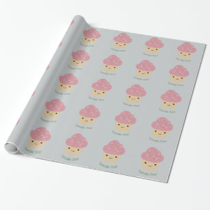 Papier Cadeau L'heure du gâteau ! Cute Cupcake rose