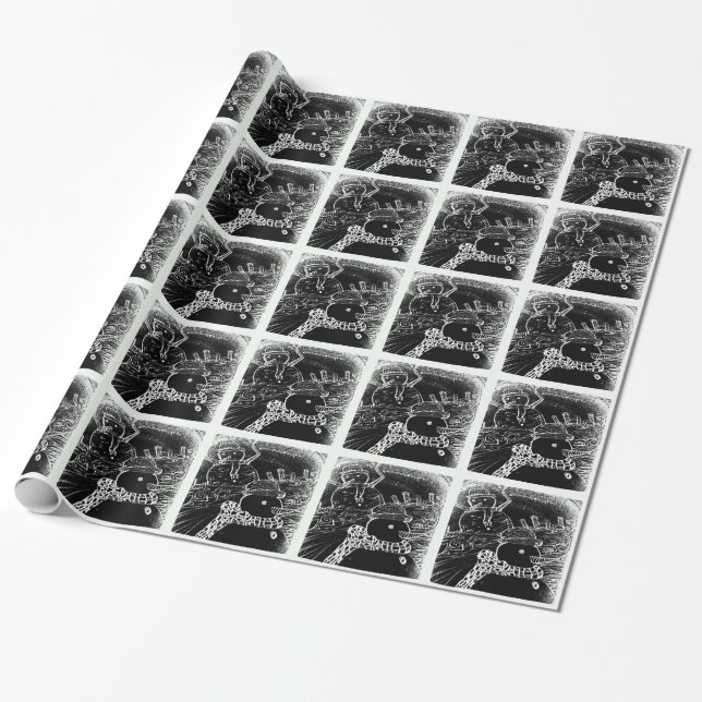 Papier Cadeau L'homme des neiges et Yaie en Noël noir (Déroulé)
