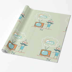 Papier Cadeau L'Homme Et Sa Télévision