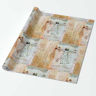 Papier Cadeau L'HOMME VITRUVIEN par Leonardo Antique Parchment