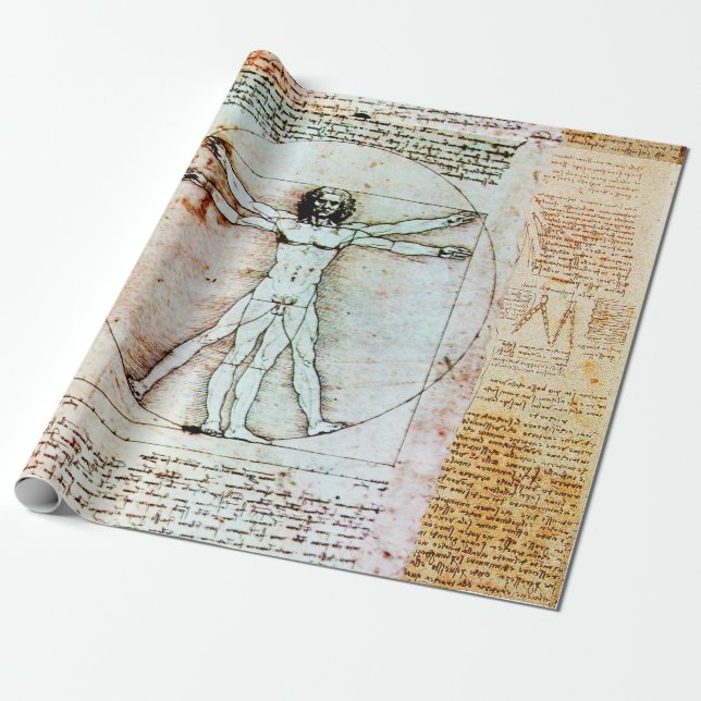 Papier Cadeau L'HOMME VITRUVIEN par Leonardo Da Vinci (Déroulé)