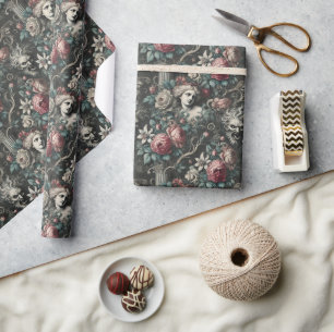Papier Cadeau L'hystérie se cache dans les fleurs - gothique vic