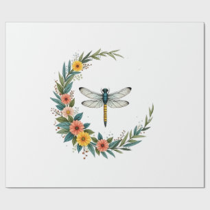 Papier Cadeau Libellule Bohème Croissant de Lune Signe de Paix H