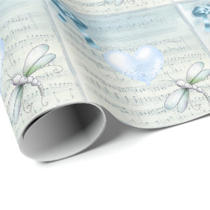 Papier Cadeau libellule et ballon cardiaque
