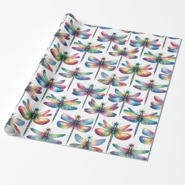 Papier Cadeau Libellules Kaléidoscope (Déroulé)