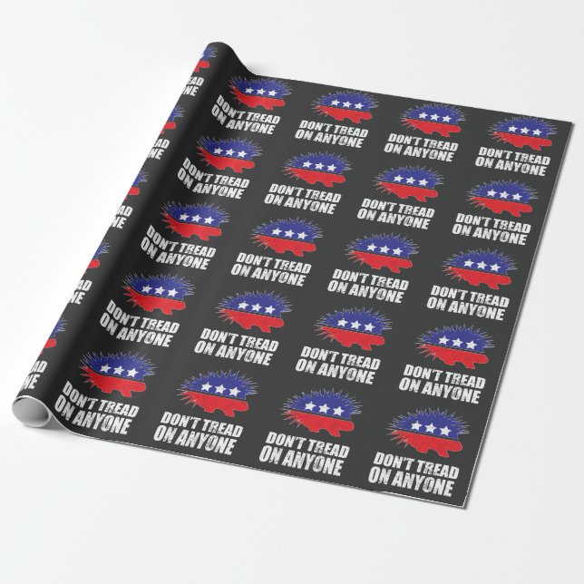 Papier Cadeau Libertarian Porcupine logo Don't Tread on Anyone (Déroulé)