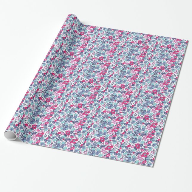 Papier Cadeau Liberty fleur personnalisable prénom (Déroulé)