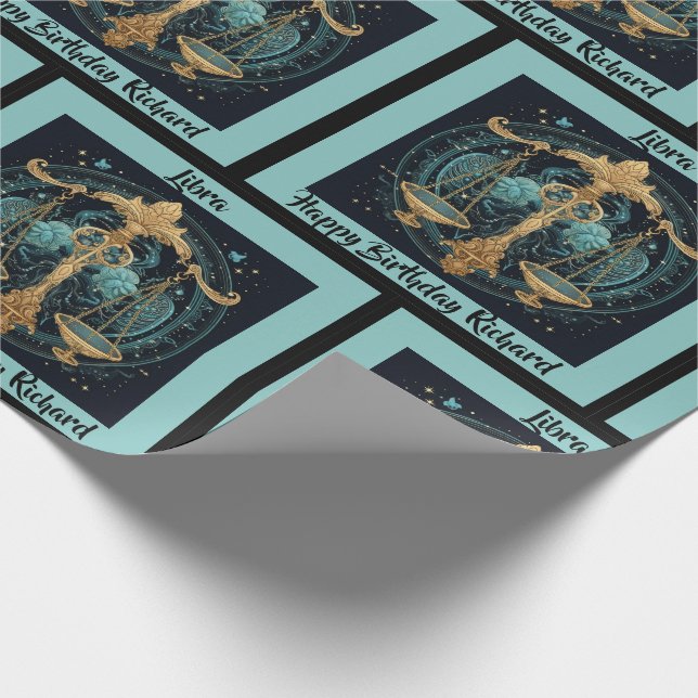 Papier Cadeau Libra Ajouter un nom Anniversaire Zodiac Cadeau (Coin)