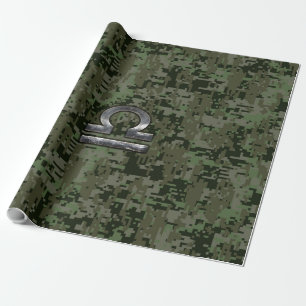 Papier Cadeau Libra Zodiac Connexion Woodland Green camo numériq