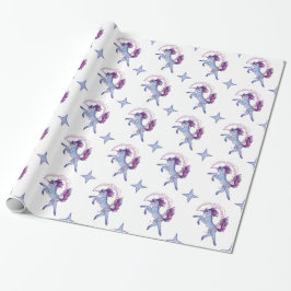 Papier Cadeau Licorne bleue givrée de danse