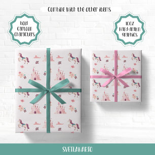 Papier Cadeau Licorne de Rêve et Châteaux