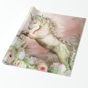 Papier Cadeau Licorne et une enveloppe de cadeau d'art de rose