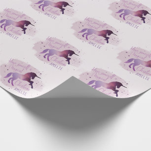 Papier Cadeau Licorne magique de galaxie de Noël