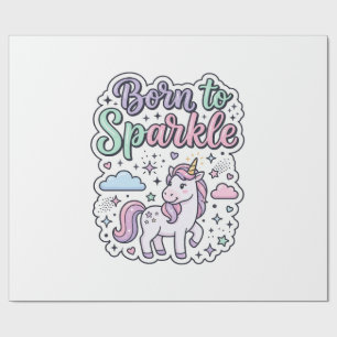 Papier Cadeau Licorne née pour briller Graphisme Merch Desig