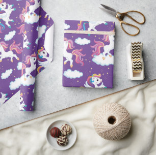 Papier Cadeau Licornes Violettes Danseuses