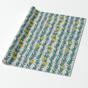 Papier Cadeau Lierre vert aux fleurs jaunes