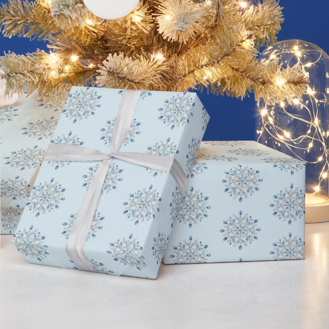 Papier Cadeau Light Blue Snowflakes Christmas (Vacances)
