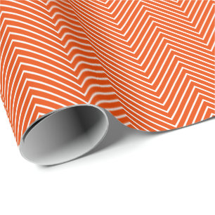 Papier Cadeau Ligne Chevron blanche sur orange vif