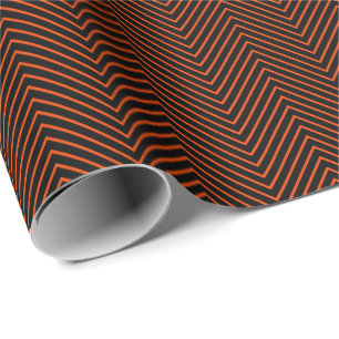 Papier Cadeau Ligne Chevron orange vif sur noir
