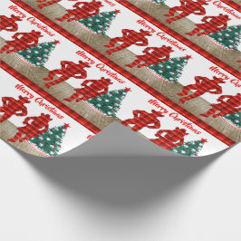 Papier Cadeau Ligne danseurs avec le Joyeux Noël de plaid rouge