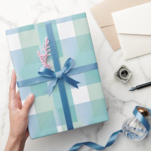 Papier Cadeau Ligne de carrés motifs géométriques bleu clair Abs