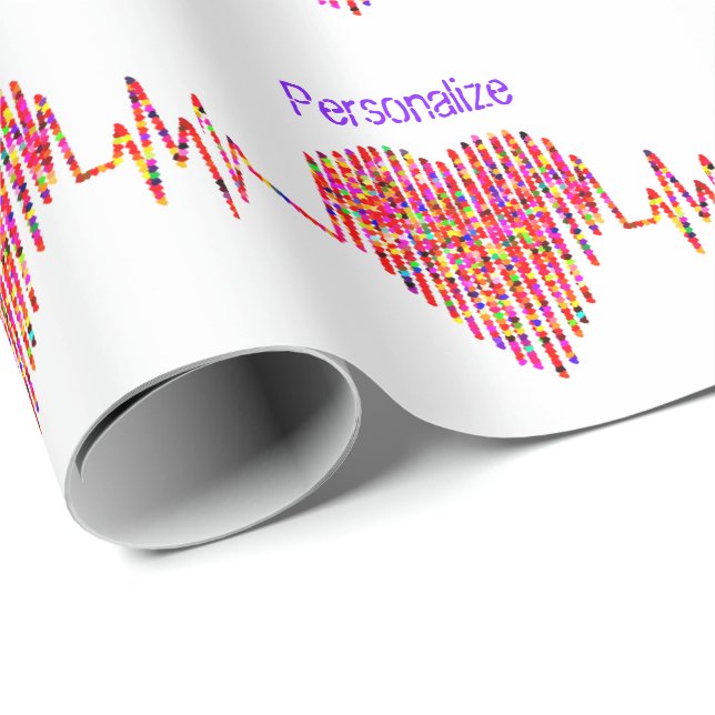 Papier Cadeau Ligne EKG coeur médical (Coin rond)