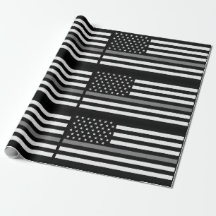 Papier Cadeau Ligne grise mince drapeau correctionnel de