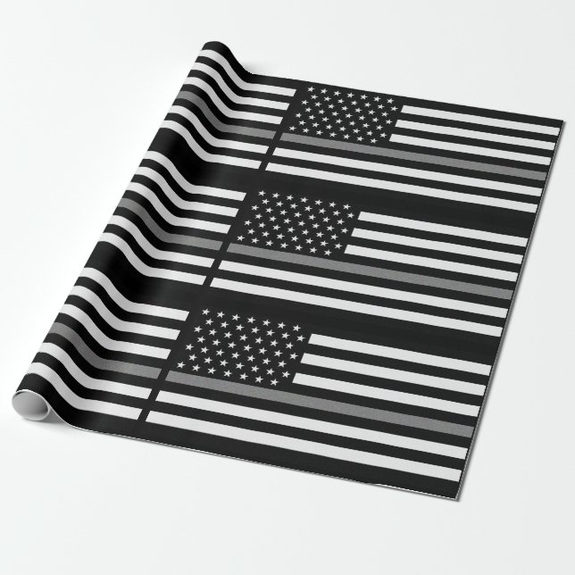 Papier Cadeau Ligne grise mince drapeau correctionnel de (Déroulé)