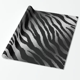 Papier Cadeau Ligne noire moderne Zebra Silver