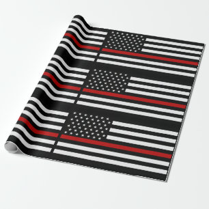 Papier Cadeau Ligne rouge mince drapeau de sapeur-pompier