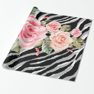 Papier Cadeau Ligne Tiger Rose de luxe tendance