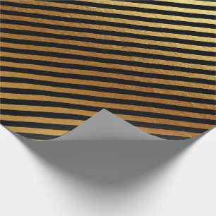 Papier Cadeau Lignes à bandes d'or noir Métallique Lux minimal