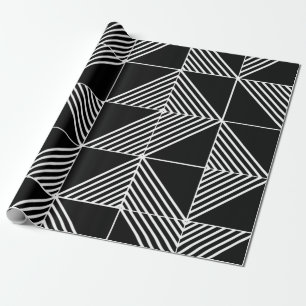 Papier Cadeau Lignes Art Déco Noir