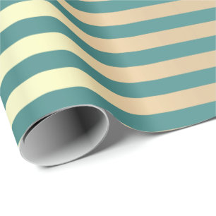 Papier Cadeau Lignes de bandes Minimales Champaigne Or Turquoise