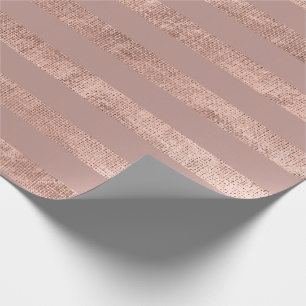 Papier Cadeau Lignes de bandes Rose Gold Blush Minimal Metal Lin