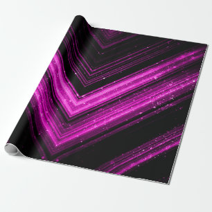 Papier Cadeau Lignes de chevron de galaxie magenta rose métalliq