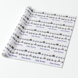 Papier Cadeau Lignes de fréquence, gâteau, enveloppement cadeau 
